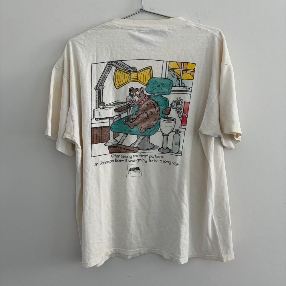 Vintage Oneita Power-T MBNA America Dr Johnson Bulldog Graphic T-Shirt White XL